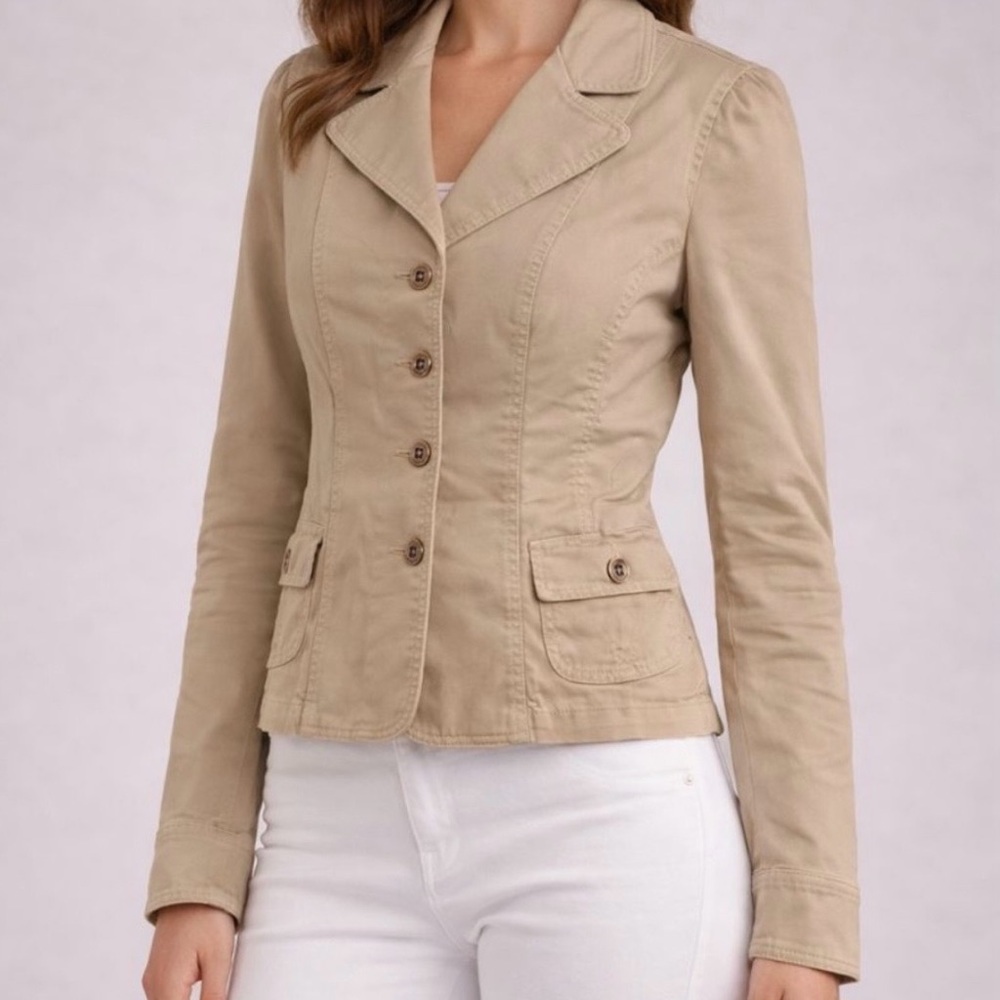D&G Dolce & Gabbana Cropped Utility Jacket Beige Military Style